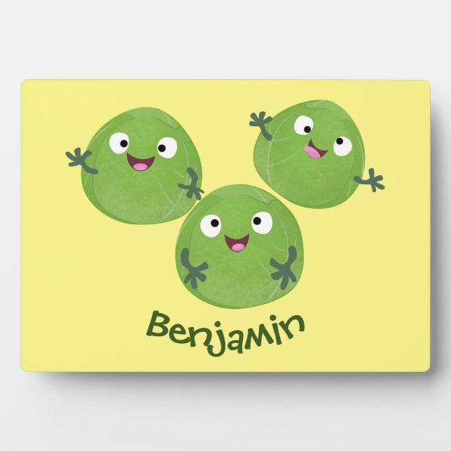 Funny Brussels sprouts vegetables cartoon Plaque (Front)