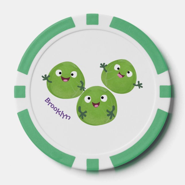 Funny Brussels sprouts vegetables cartoon Poker Chips (Front)