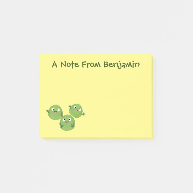 Funny Brussels sprouts vegetables cartoon Post-it Notes (Front)