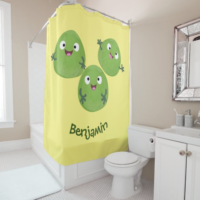 Funny Brussels sprouts vegetables cartoon Shower Curtain (In Situ)