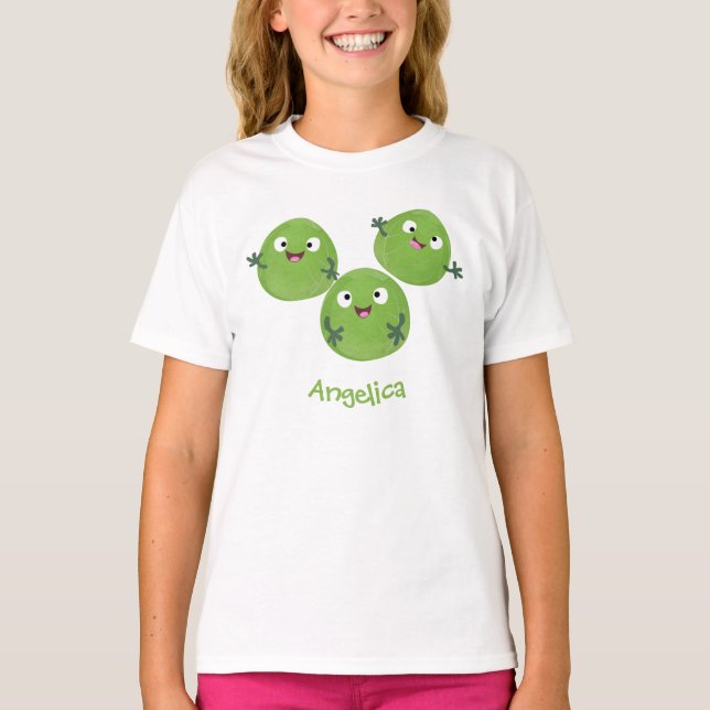 Funny Brussels sprouts vegetables cartoon T-Shirt (Front)