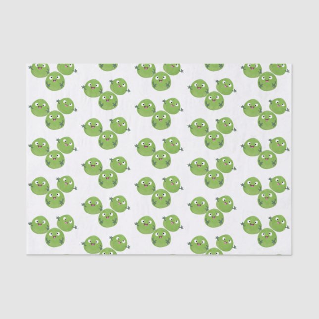 Funny Brussels sprouts vegetables cartoon Tissue Paper (Front)