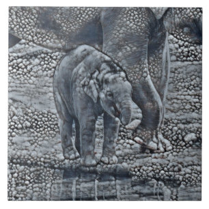 funny bubble elephant baby tile