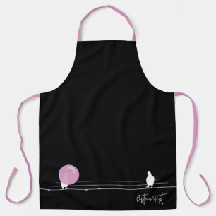 Funny Bubblegum Birds on a Wire Black Apron