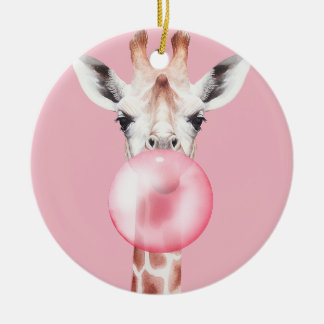 Funny Bubblegum Giraffe Ceramic Tree Decoration
