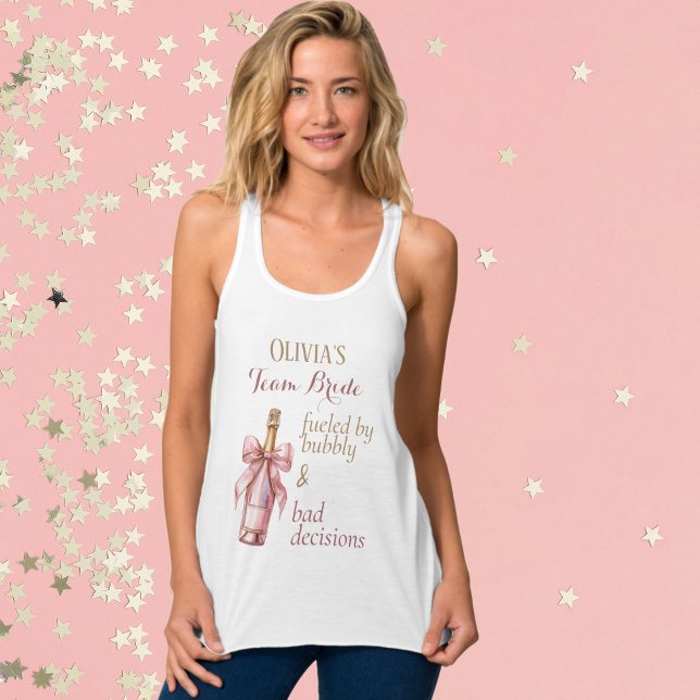Funny Bubbly Pink Gold Team Bride  Singlet (Fun Team Bride T for your favorite girls and guys, Sip, Sip, Hooray!)