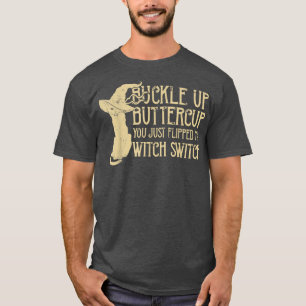 Funny Buckle Up Cat Lover Halloween Costume Witch  T-Shirt