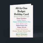 Funny Budget Holiday Card<br><div class="desc">Pick any holiday you want!
It's a funny any holiday budget card
Give it to someone with a sense of humour!</div>