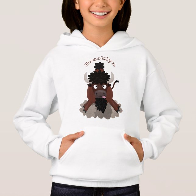 Funny buffalo bison cartoon illustration (Front)