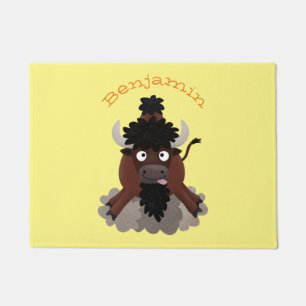 Funny buffalo bison cartoon illustration doormat