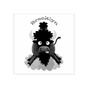 Funny buffalo bison cartoon illustration rubber stamp