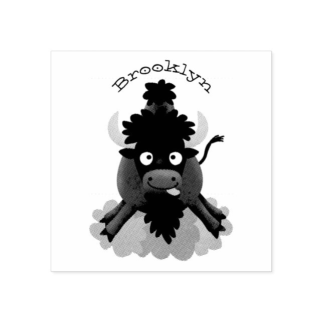 Funny buffalo bison cartoon illustration rubber stamp (Imprint)