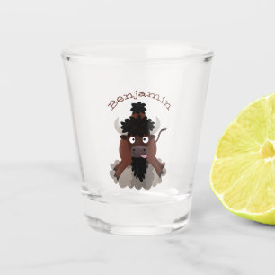 Funny buffalo bison cartoon illustration  shot glass