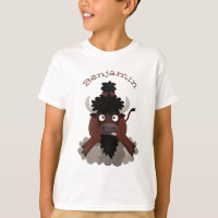 Funny buffalo bison cartoon illustration