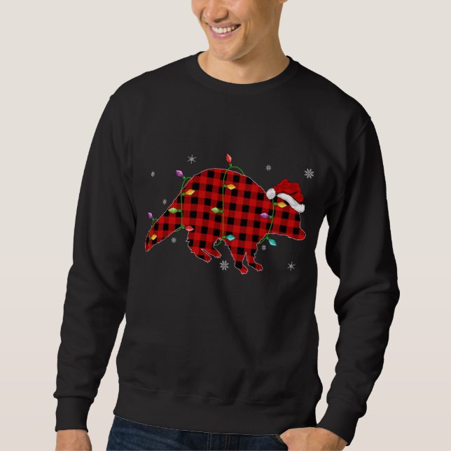 Funny Buffalo Plaid Family Matching Racoon Christ Sweatshirt (Front)
