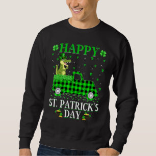 Funny Buffalo Plaid Green Truck Alligator St Patri Sweatshirt