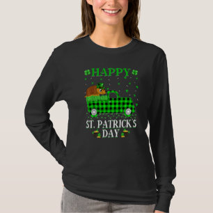 Funny Buffalo Plaid Green Truck Armadillo St Patri T-Shirt