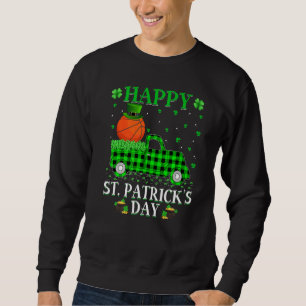Funny Buffalo Plaid Green Truck Basketball St. Pat Sweatshirt