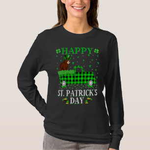 Funny Buffalo Plaid Green Truck Bear St. Patrick's T-Shirt