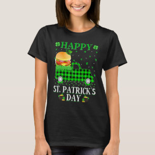Funny Buffalo Plaid Green Truck Burger St Patrick T-Shirt