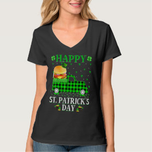 Funny Buffalo Plaid Green Truck Burger St  Patrick T-Shirt