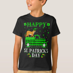 Funny Buffalo Plaid Green Truck Cougar St Patrick  T-Shirt