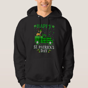 Funny Buffalo Plaid Green Truck Deer St Patrick's Hoodie