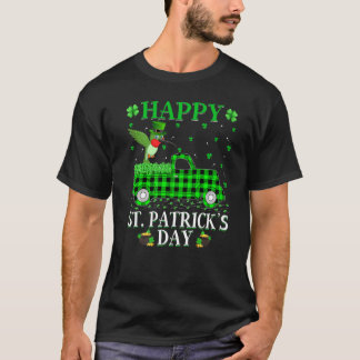 Funny Buffalo Plaid Green Truck Hummingbird St Pat T-Shirt