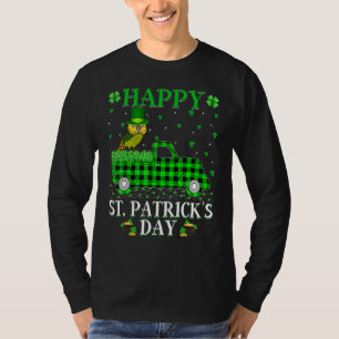 Funny Buffalo Plaid Green Truck Kakapo Bird St Pat T-Shirt