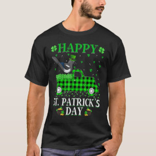 Funny Buffalo Plaid Green Truck Magpie Bird St Pat T-Shirt