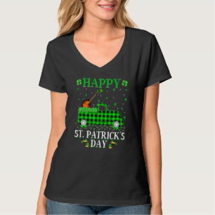 Funny Buffalo Plaid Green Truck Mandolin St. Patri T-Shirt