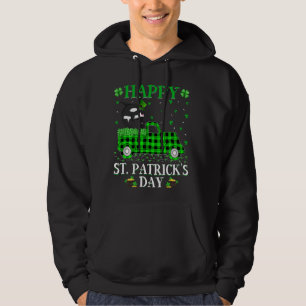 Funny Buffalo Plaid Green Truck Orca Fish St Patri Hoodie