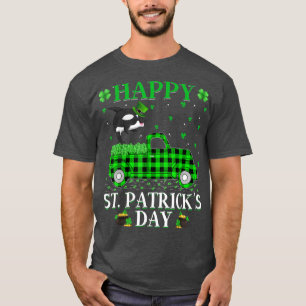 Funny Buffalo Plaid Green Truck Orca Fish St Patri T-Shirt