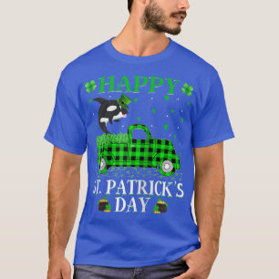 Funny Buffalo Plaid Green Truck Orca Fish St Patri T-Shirt