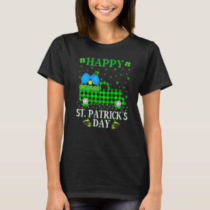 Funny Buffalo Plaid Green Truck Pickleball St. Pat T-Shirt