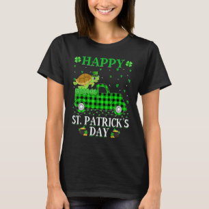 Funny Buffalo Plaid Green Truck Sea Turtle St Patr T-Shirt