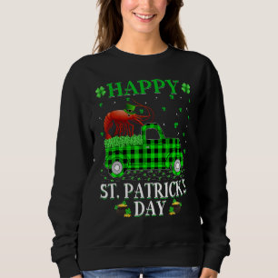 Funny Buffalo Plaid Green Truck Shrimp Fish St Pat Sweatshirt