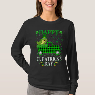 Funny Buffalo Plaid Green Truck Tree Frog St Patri T-Shirt