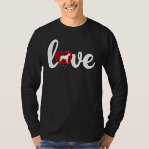Funny Buffalo Plaid Love Irish Wolfhound Dog Valen T-Shirt
