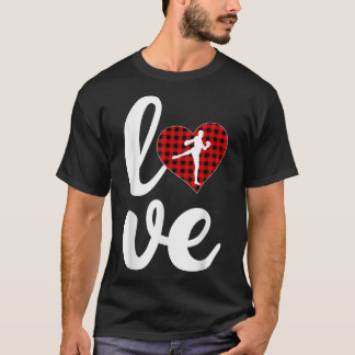 Funny Buffalo Plaid Love Kickboing Valentine's Day T-Shirt