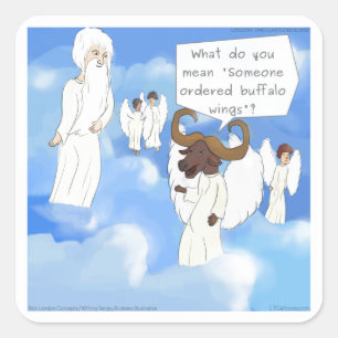 Funny Buffalo Wings In Heaven Gift Square Sticker