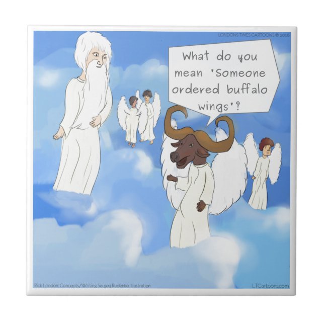 Funny Buffalo Wings In Heaven Gift Tile (Front)