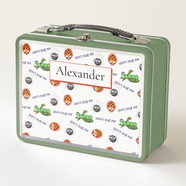 Funny Bugs Pattern Personalised Metal Lunch Box (Front)