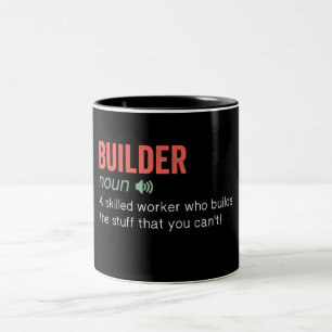 Funny Builder Definition Two-Tone Coffee Mug
