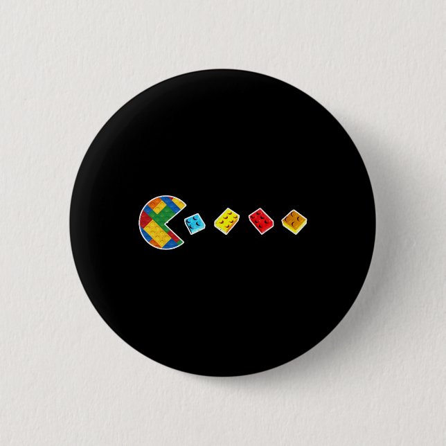 Funny Building Blocks Gamer Master Builder Brick L 6 Cm Round Badge (Front)