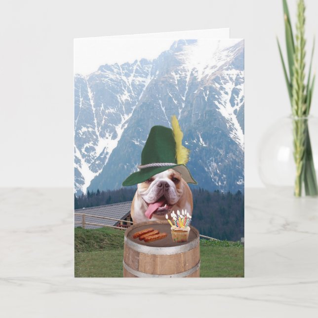 Funny Bull Dog German Birthday Card (Front)
