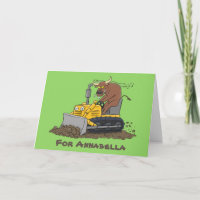 Funny bull driving bulldozer cartoon