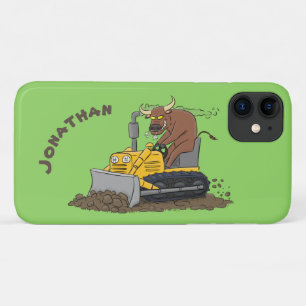 Funny bull driving bulldozer cartoon Case-Mate iPhone case