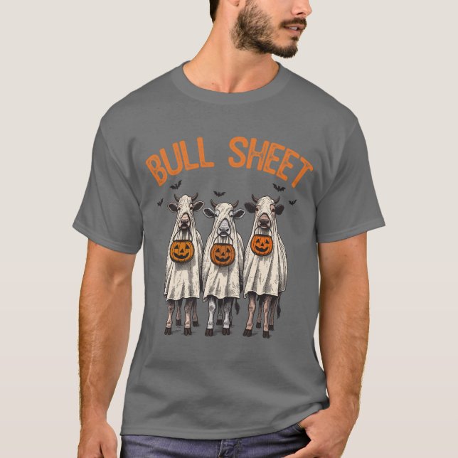 Funny Bull Sheet Vintage Halloween T-Shirt (Front)