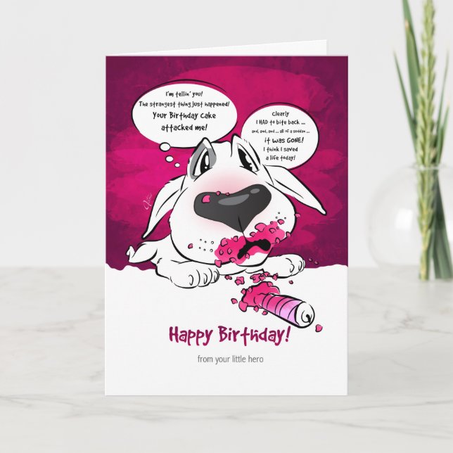 Funny Bull Terrier Cartoon Card "Happy Birthday" (Front)